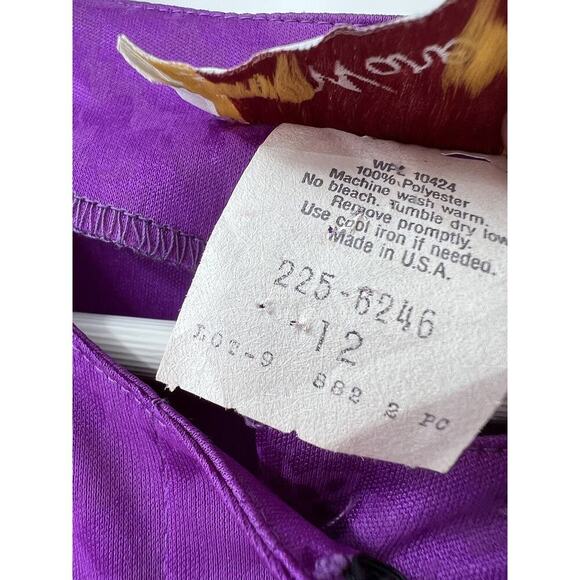 Warell Vintage Dress Womens 12 Purple Maxi Long Sleeves Satin Button Chest USA - Picture 8 of 16